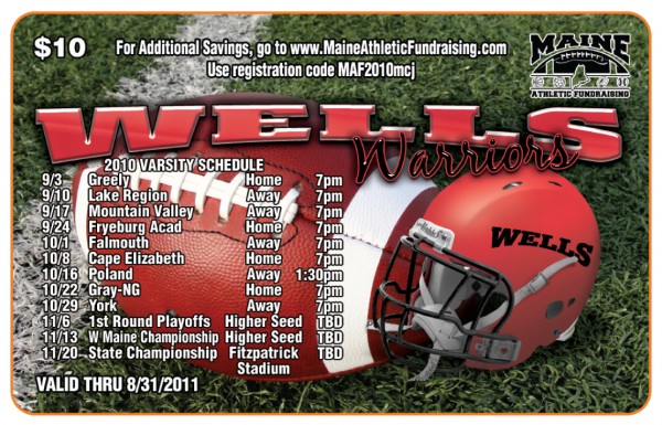 Wells Football Fundraiser 2010 Gold Card